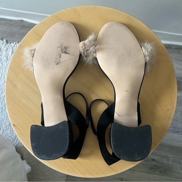 ZARA - TAUPE FAUX FUR BLOCK HEEL SANDAL - Picture 5 of 5